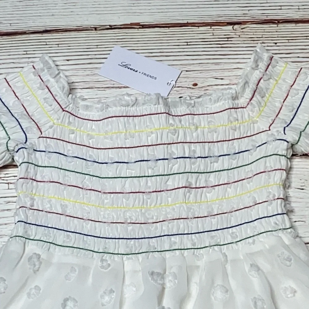 NWT Lovers + Friends Off The Shoulder Babydoll Mini Dress in White Sz S - Picture 7 of 16